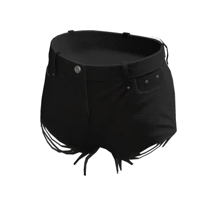 Denim Ripped Shorts - Black
